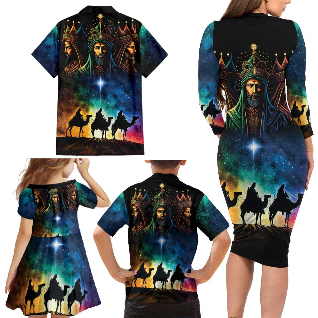 Feliz Dia De Reyes Three Kings Day Family Matching Long Sleeve Bodycon Dress and Hawaiian Shirt Happy Epiphany Day