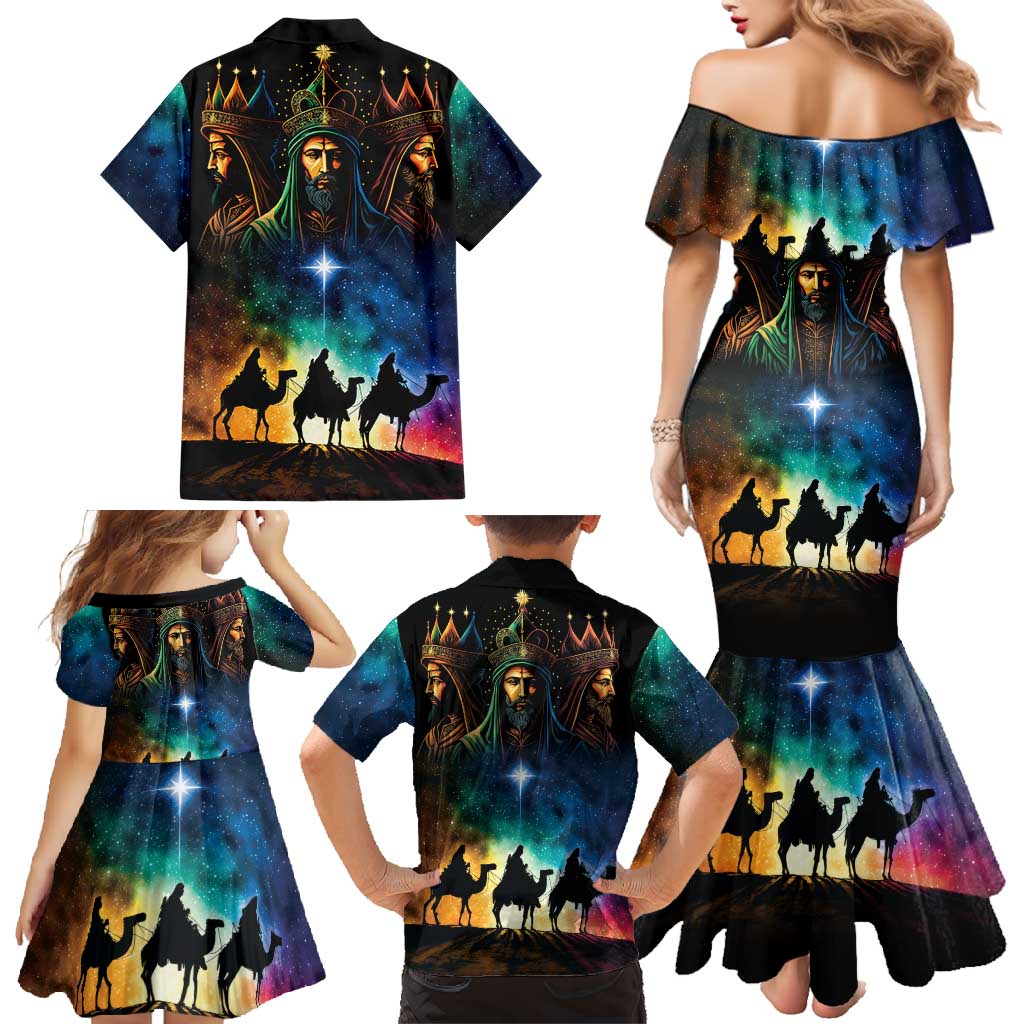 Feliz Dia De Reyes Three Kings Day Family Matching Mermaid Dress and Hawaiian Shirt Happy Epiphany Day