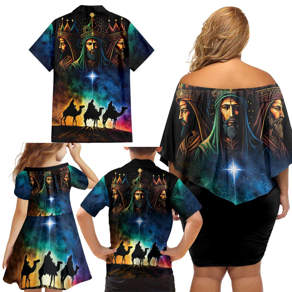 Feliz Dia De Reyes Three Kings Day Family Matching Off Shoulder Short Dress and Hawaiian Shirt Happy Epiphany Day LT9 - Wonder Print Shop