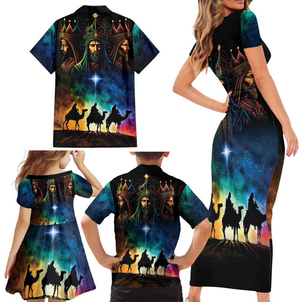 Feliz Dia De Reyes Three Kings Day Family Matching Short Sleeve Bodycon Dress and Hawaiian Shirt Happy Epiphany Day - Wonder Print Shop