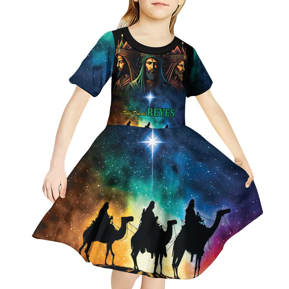 Feliz Dia De Reyes Three Kings Day Kid Short Sleeve Dress Happy Epiphany Day - Wonder Print Shop