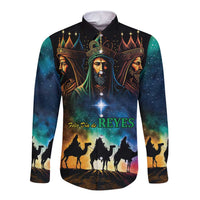 Feliz Dia De Reyes Three Kings Day Long Sleeve Button Shirt Happy Epiphany Day