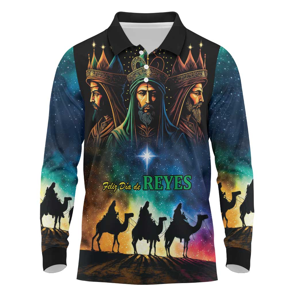 Feliz Dia De Reyes Three Kings Day Long Sleeve Polo Shirt Happy Epiphany Day - Wonder Print Shop