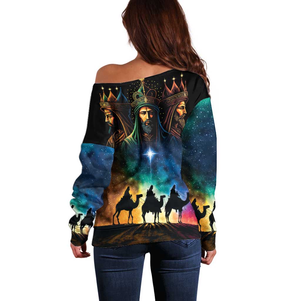 Feliz Dia De Reyes Three Kings Day Off Shoulder Sweater Happy Epiphany Day - Wonder Print Shop