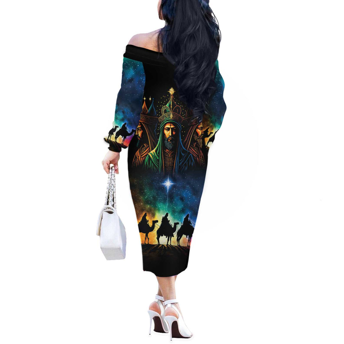 Feliz Dia De Reyes Three Kings Day Off The Shoulder Long Sleeve Dress Happy Epiphany Day - Wonder Print Shop