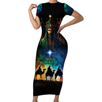 Feliz Dia De Reyes Three Kings Day Short Sleeve Bodycon Dress Happy Epiphany Day - Wonder Print Shop