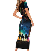 Feliz Dia De Reyes Three Kings Day Short Sleeve Bodycon Dress Happy Epiphany Day - Wonder Print Shop
