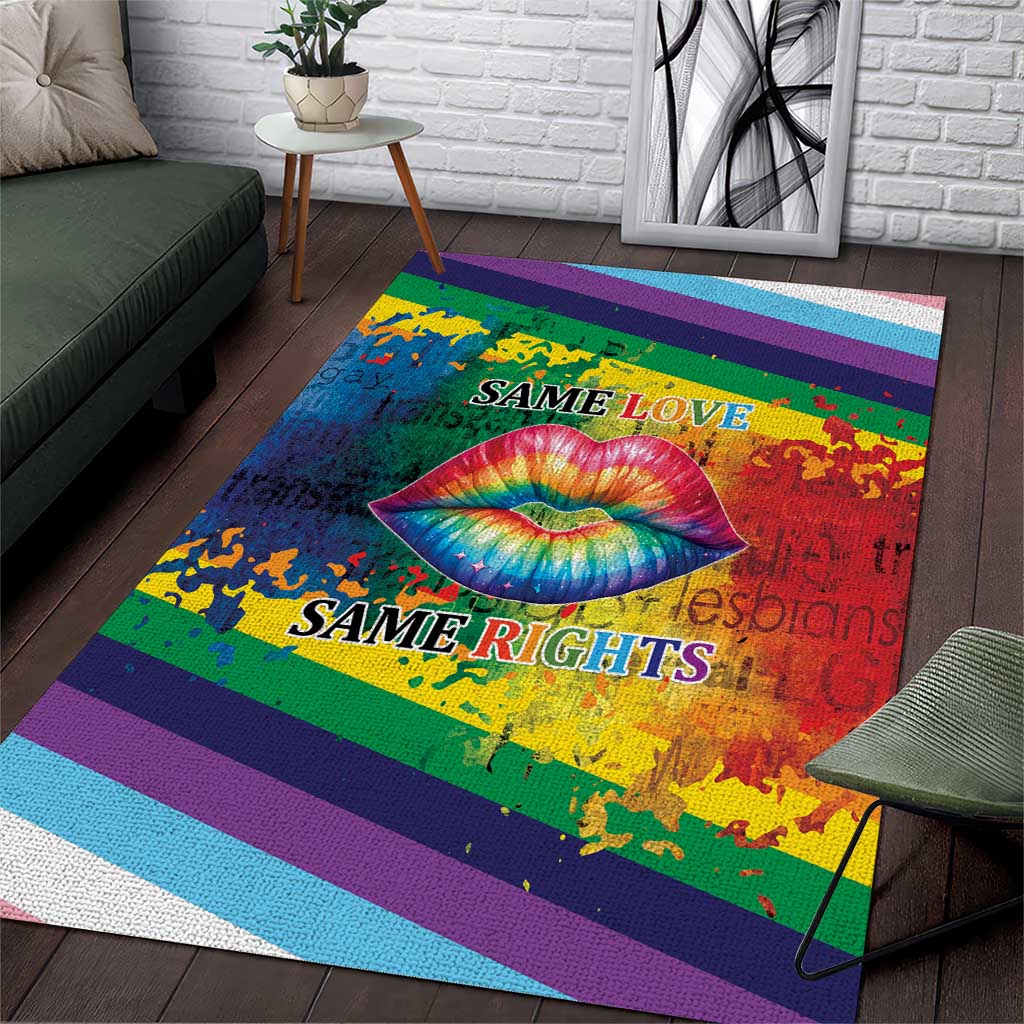 Beautiful Rainbow Lips Kiss Area Rug LGBTQ Same Love Same Rights