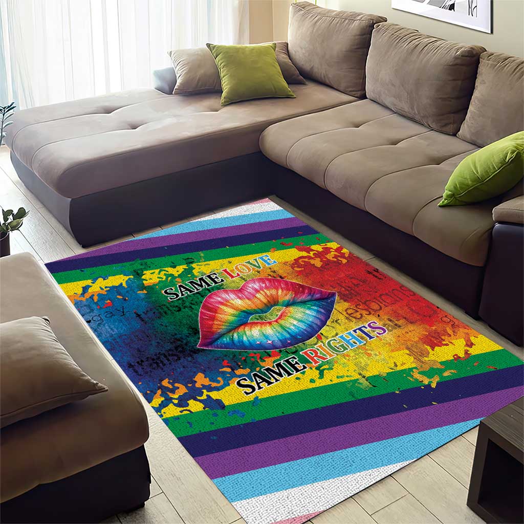 Beautiful Rainbow Lips Kiss Area Rug LGBTQ Same Love Same Rights