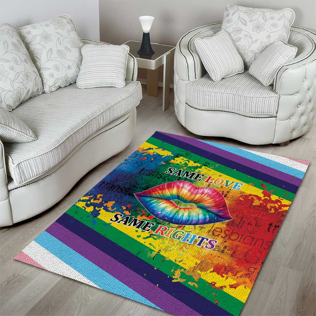 Beautiful Rainbow Lips Kiss Area Rug LGBTQ Same Love Same Rights