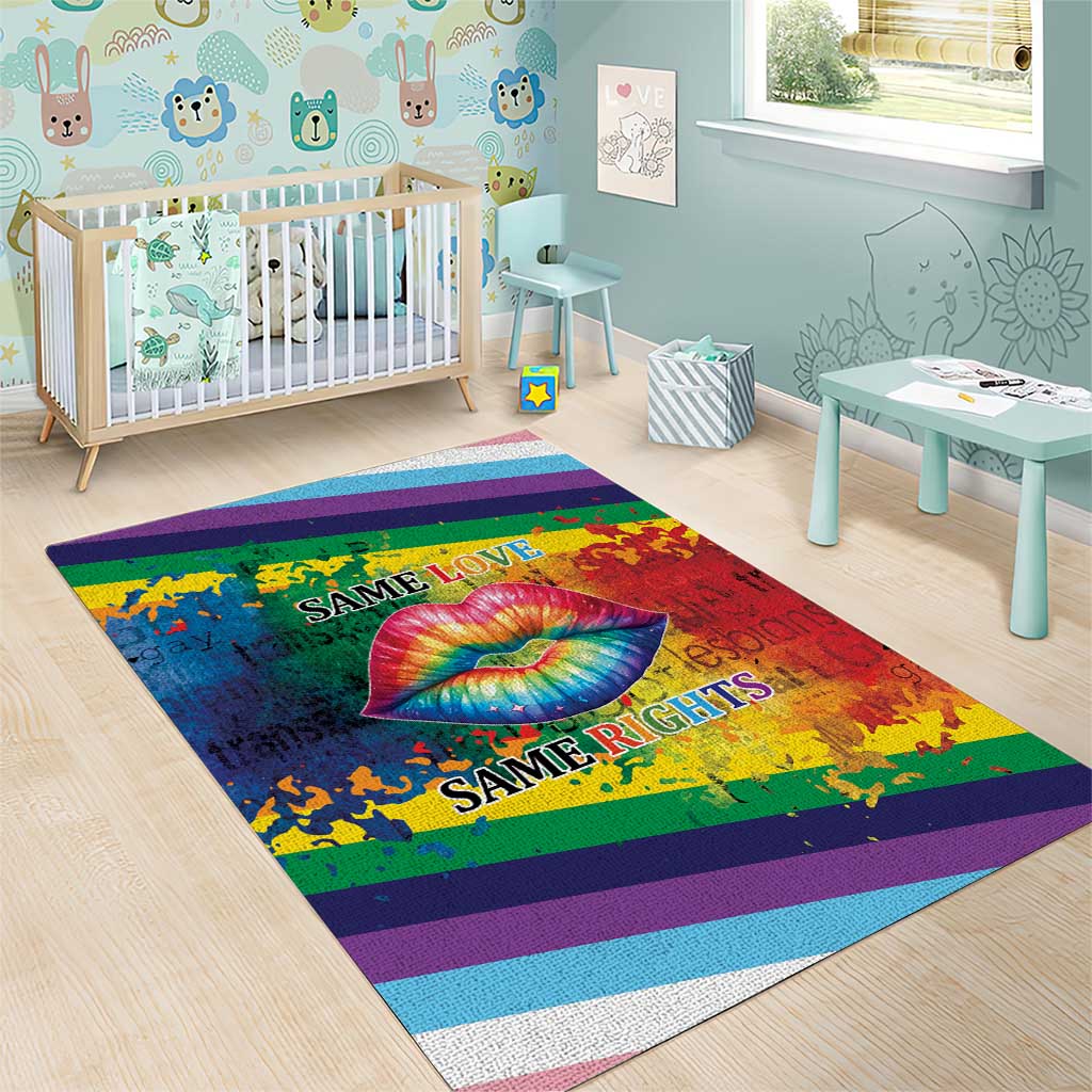 Beautiful Rainbow Lips Kiss Area Rug LGBTQ Same Love Same Rights