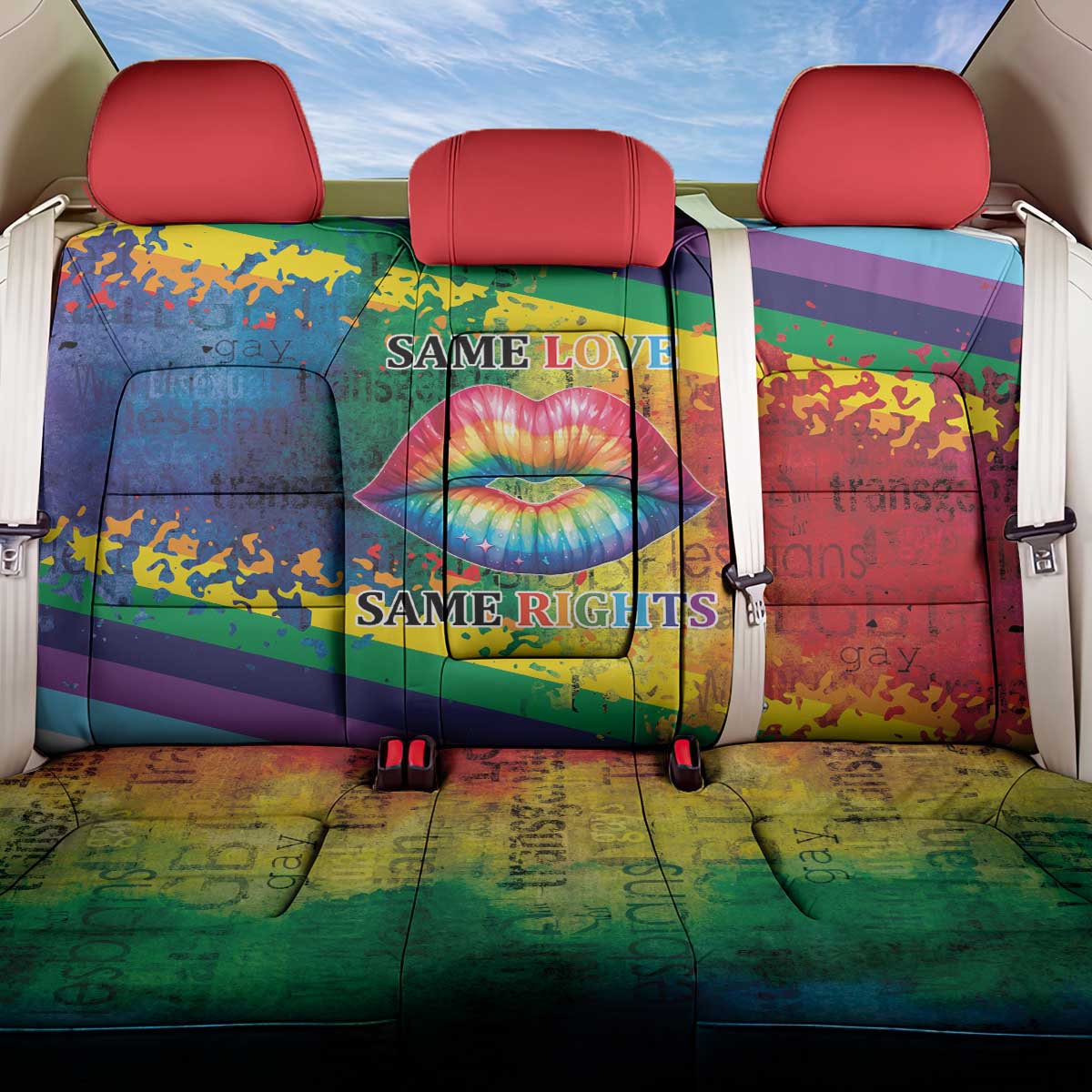 Beautiful Rainbow Lips Kiss Back Car Seat Cover LGBTQ Same Love Same Rights