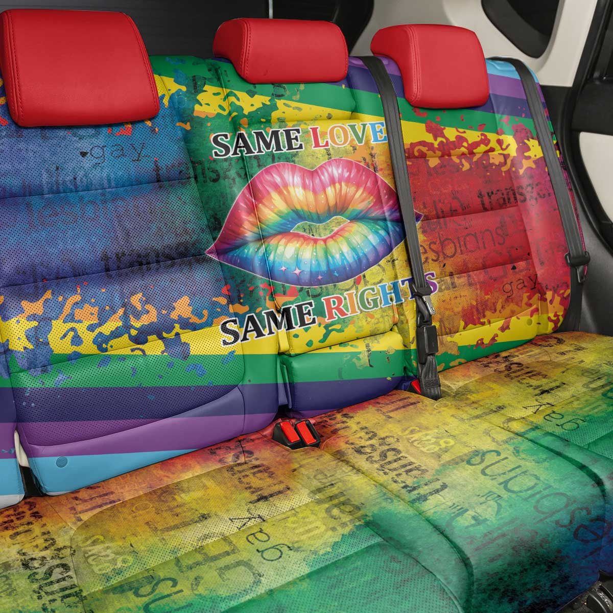 Beautiful Rainbow Lips Kiss Back Car Seat Cover LGBTQ Same Love Same Rights