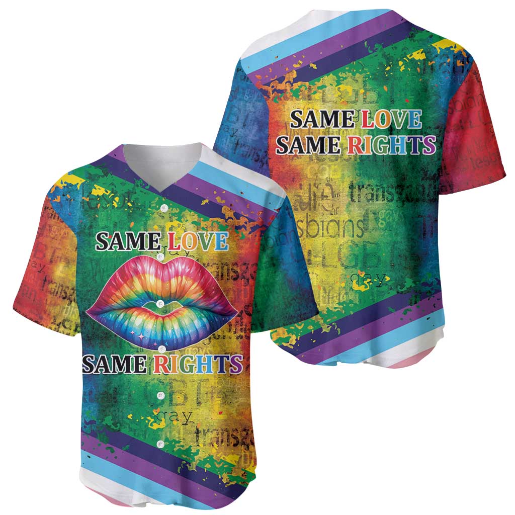 Beautiful Rainbow Lips Kiss Baseball Jersey LGBTQ Same Love Same Rights