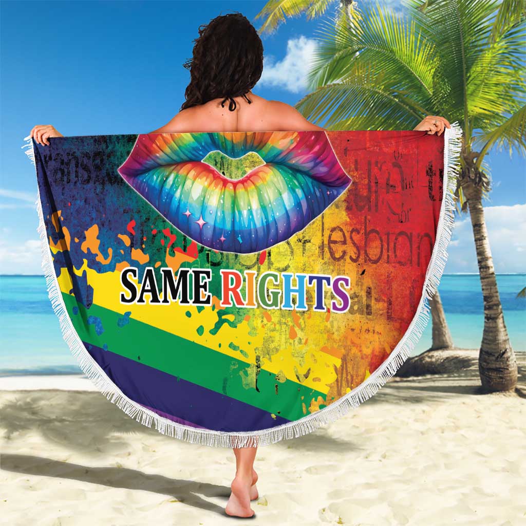 Beautiful Rainbow Lips Kiss Beach Blanket LGBTQ Same Love Same Rights