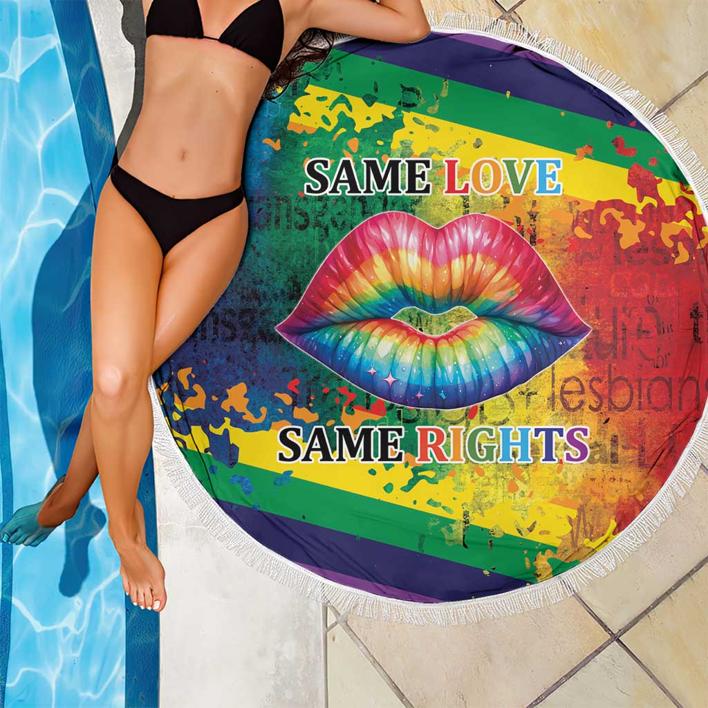 Beautiful Rainbow Lips Kiss Beach Blanket LGBTQ Same Love Same Rights