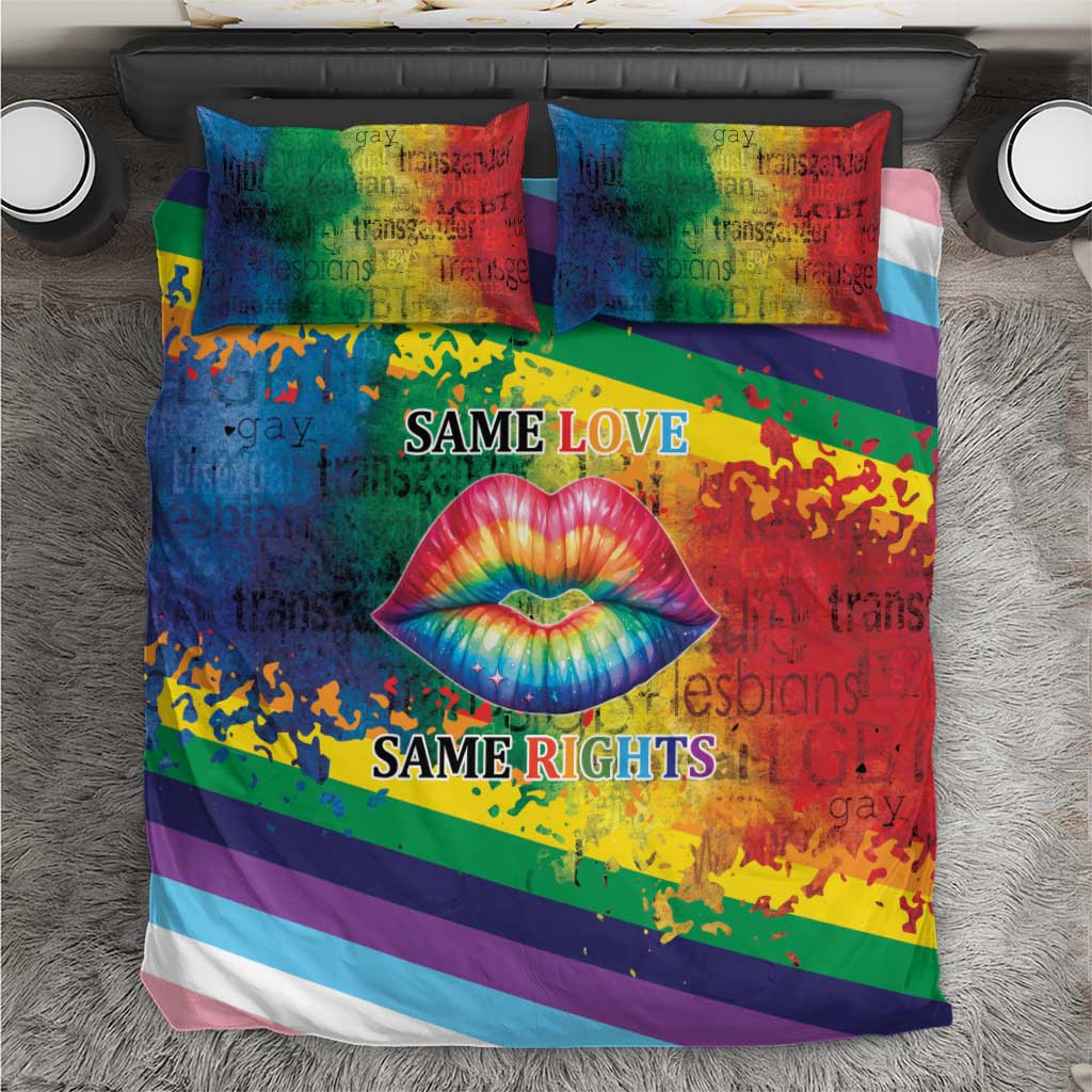 Beautiful Rainbow Lips Kiss Bedding Set LGBTQ Same Love Same Rights