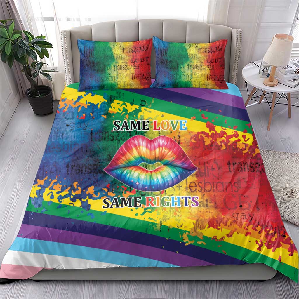 Beautiful Rainbow Lips Kiss Bedding Set LGBTQ Same Love Same Rights