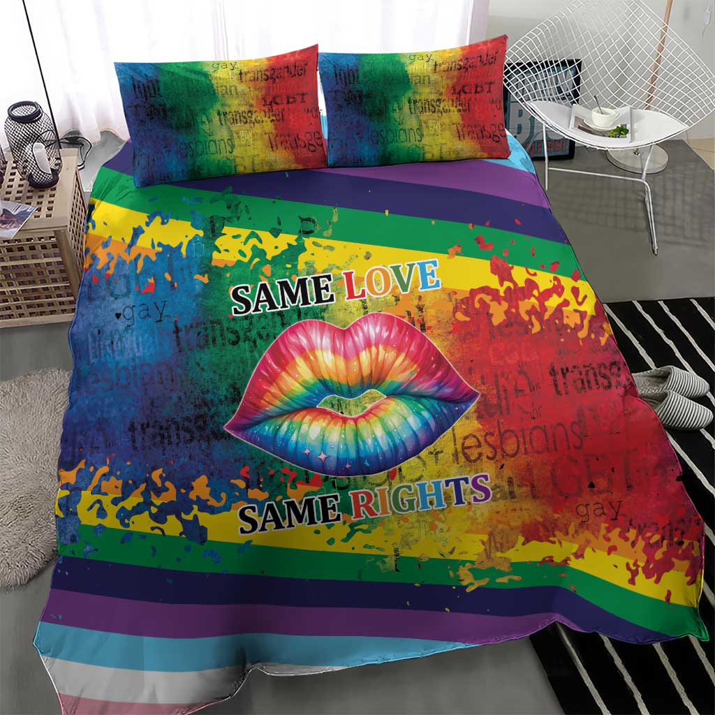Beautiful Rainbow Lips Kiss Bedding Set LGBTQ Same Love Same Rights