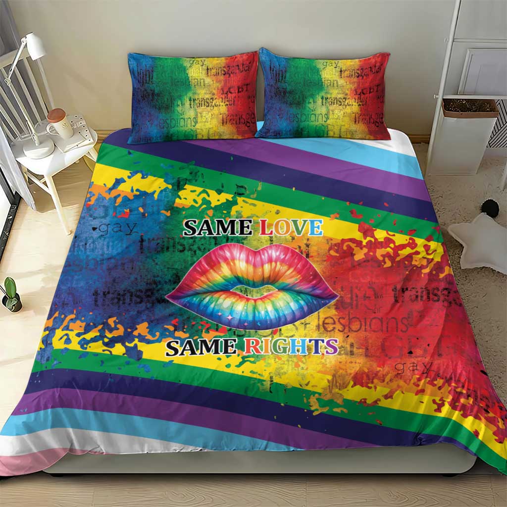 Beautiful Rainbow Lips Kiss Bedding Set LGBTQ Same Love Same Rights