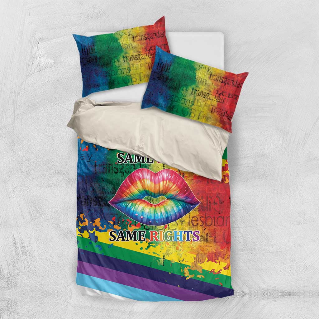 Beautiful Rainbow Lips Kiss Bedding Set LGBTQ Same Love Same Rights
