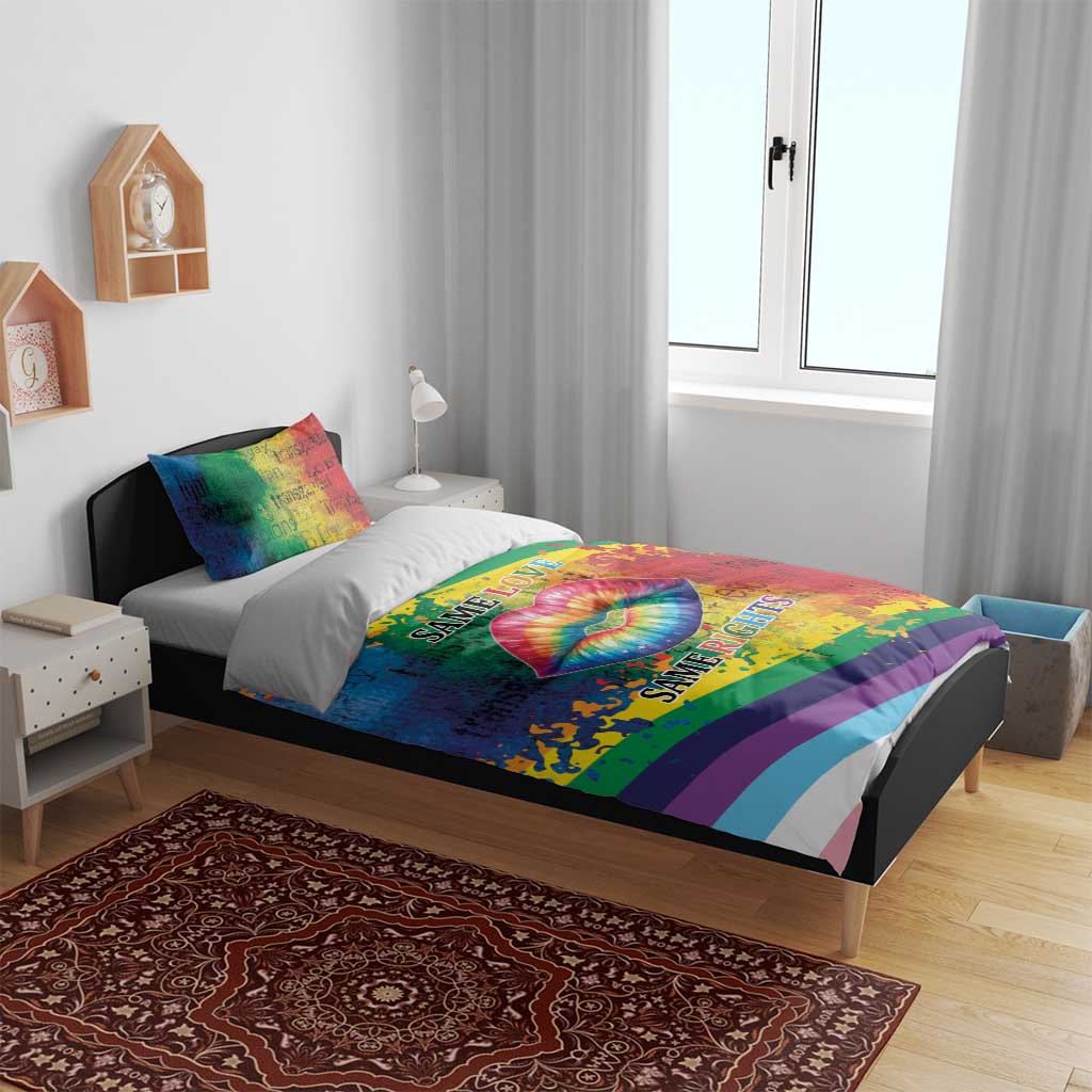 Beautiful Rainbow Lips Kiss Bedding Set LGBTQ Same Love Same Rights