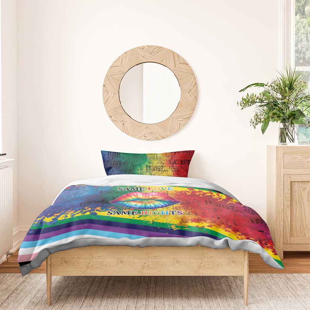 Beautiful Rainbow Lips Kiss Bedding Set LGBTQ Same Love Same Rights