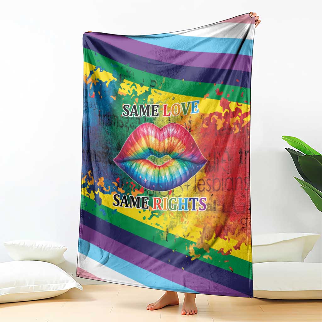 Beautiful Rainbow Lips Kiss Blanket LGBTQ Same Love Same Rights