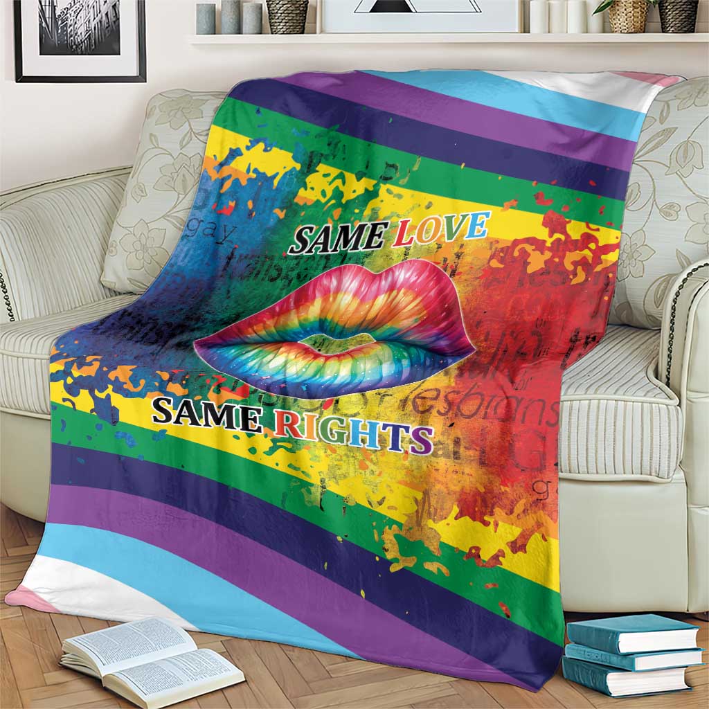 Beautiful Rainbow Lips Kiss Blanket LGBTQ Same Love Same Rights