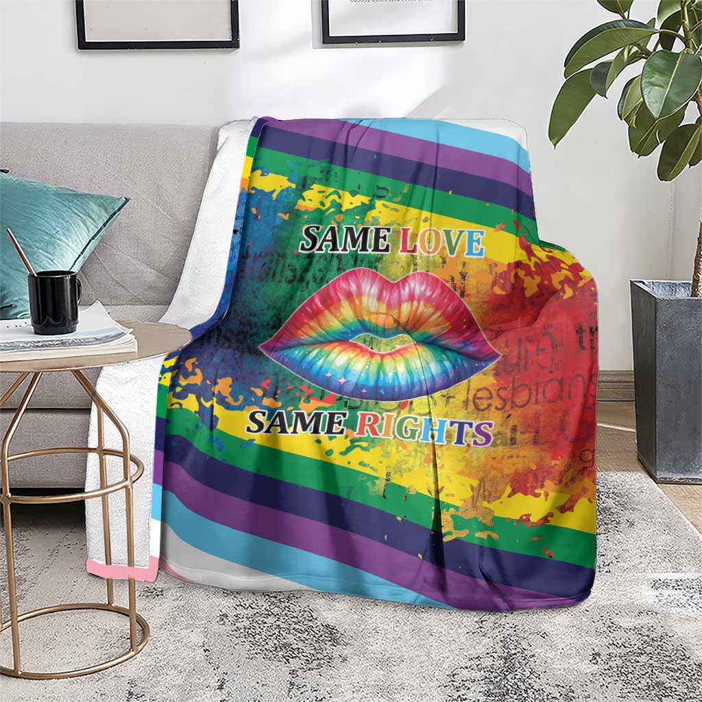 Beautiful Rainbow Lips Kiss Blanket LGBTQ Same Love Same Rights