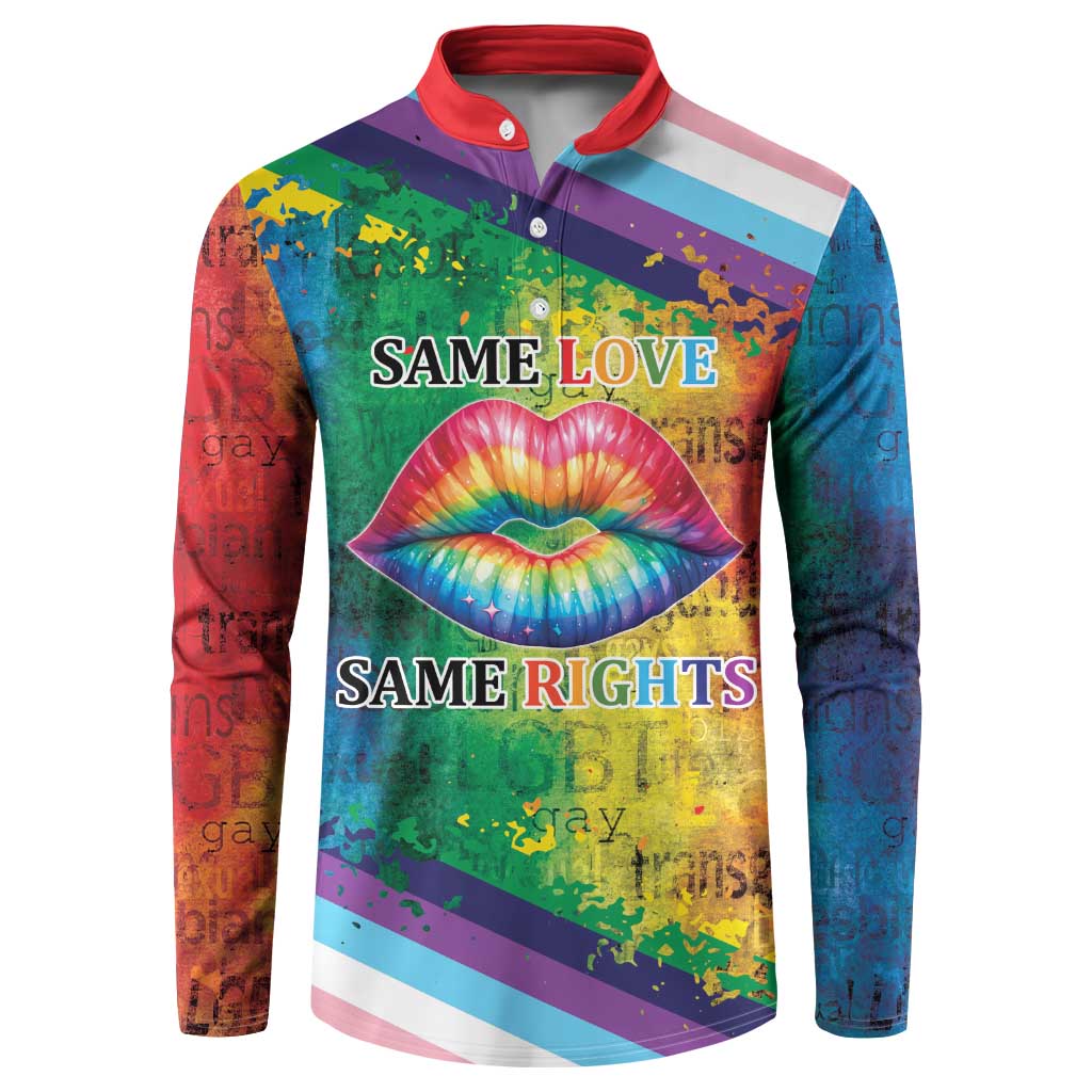 Beautiful Rainbow Lips Kiss Button Sweatshirt LGBTQ Same Love Same Rights