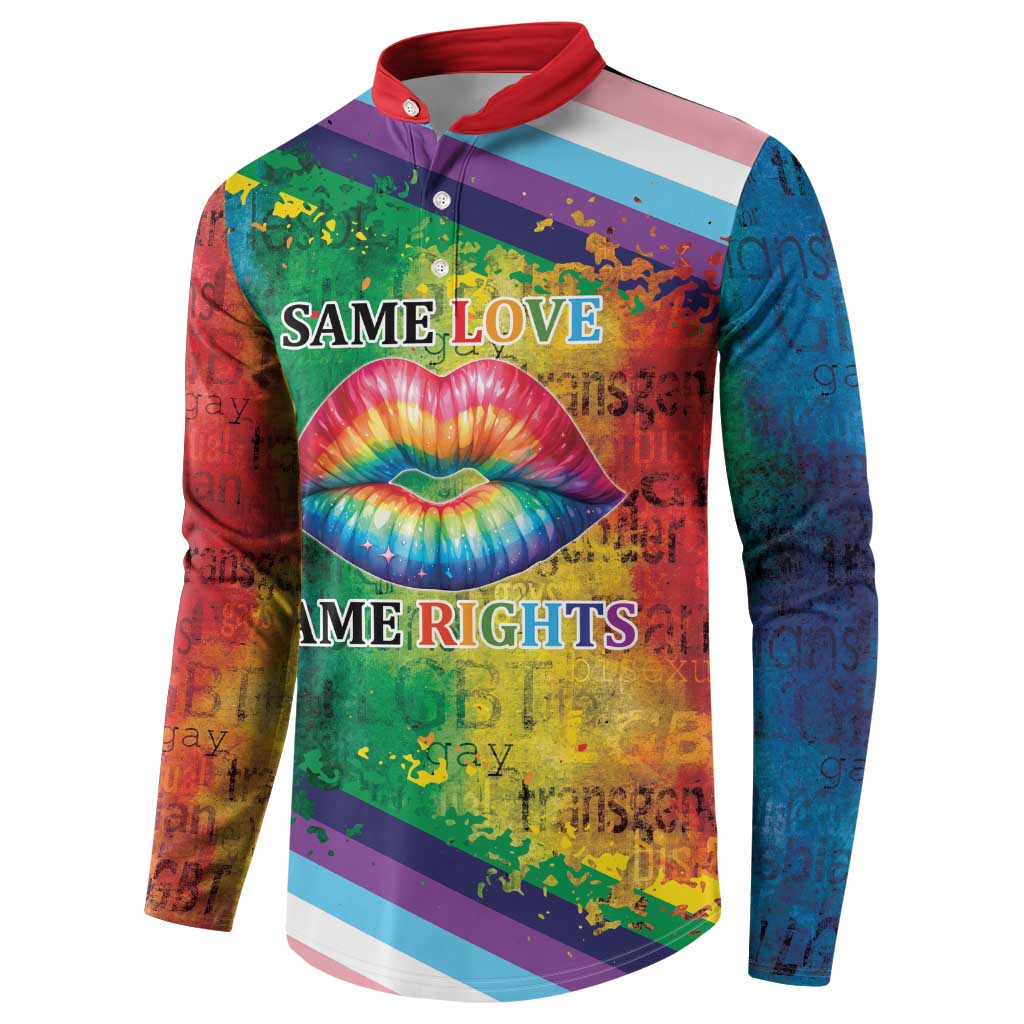 Beautiful Rainbow Lips Kiss Button Sweatshirt LGBTQ Same Love Same Rights