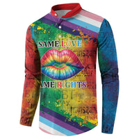 Beautiful Rainbow Lips Kiss Button Sweatshirt LGBTQ Same Love Same Rights