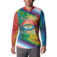 Beautiful Rainbow Lips Kiss Button Sweatshirt LGBTQ Same Love Same Rights