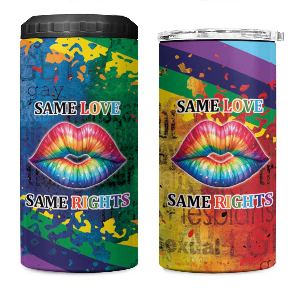 Beautiful Rainbow Lips Kiss 4 in 1 Can Cooler Tumbler LGBTQ Same Love Same Rights