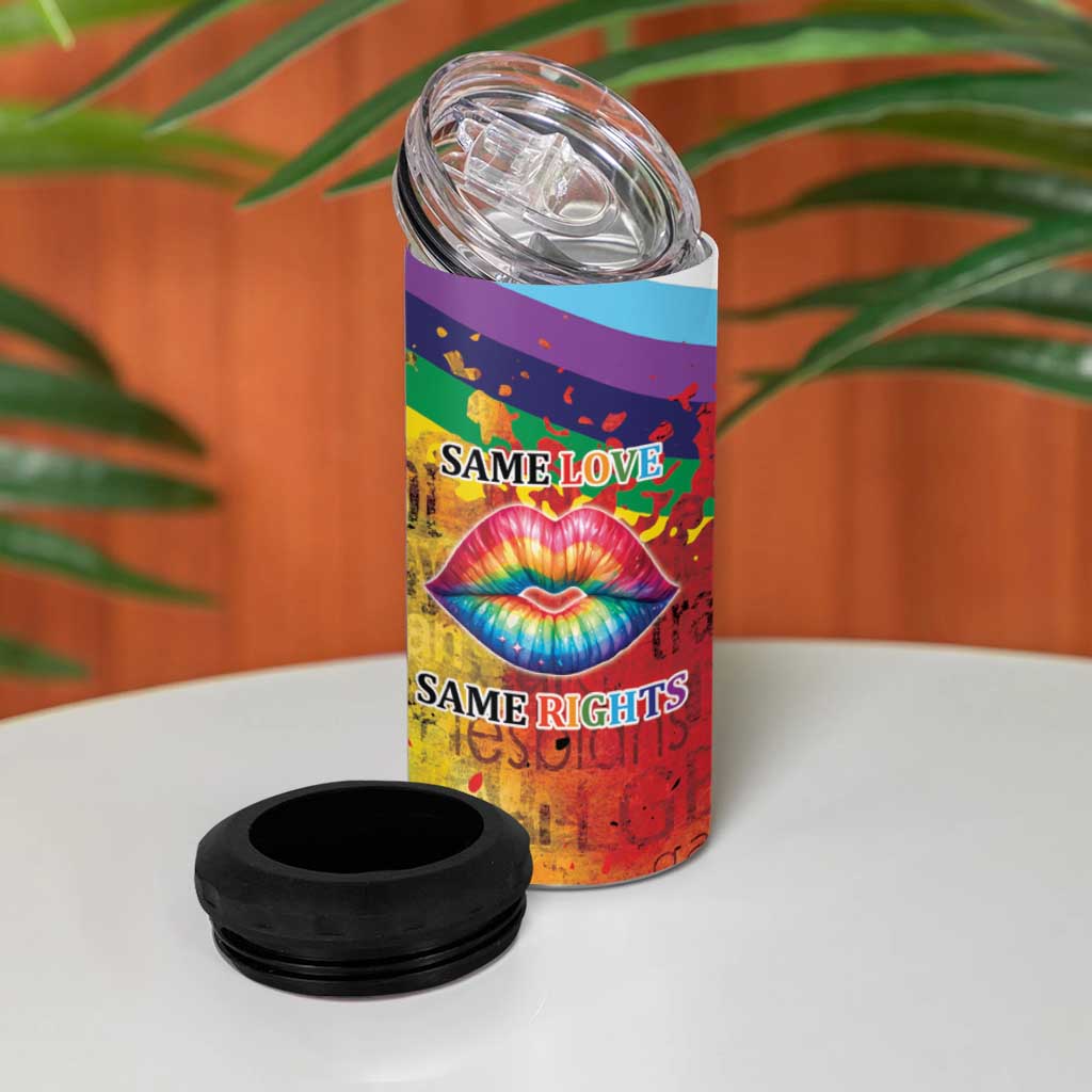 Beautiful Rainbow Lips Kiss 4 in 1 Can Cooler Tumbler LGBTQ Same Love Same Rights