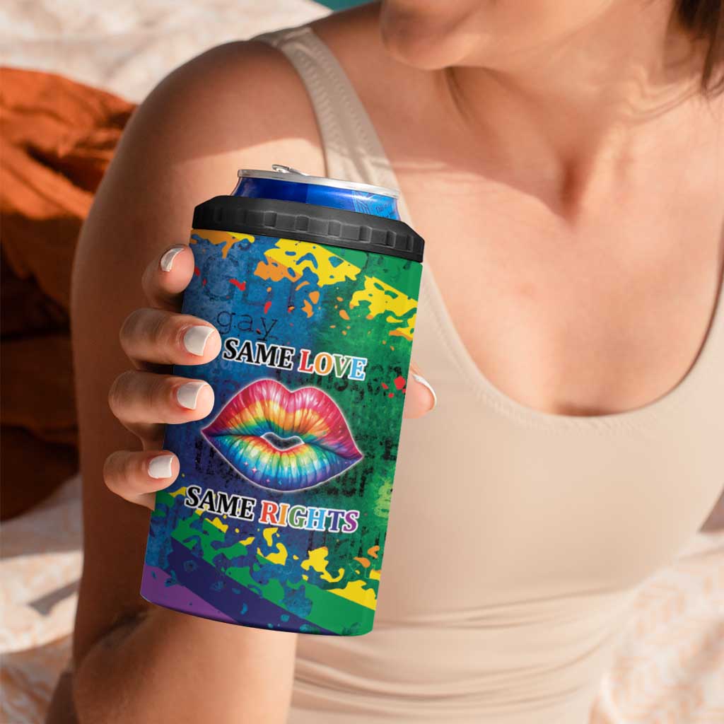 Beautiful Rainbow Lips Kiss 4 in 1 Can Cooler Tumbler LGBTQ Same Love Same Rights