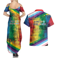 Beautiful Rainbow Lips Kiss Couples Matching Summer Maxi Dress and Hawaiian Shirt LGBTQ Same Love Same Rights