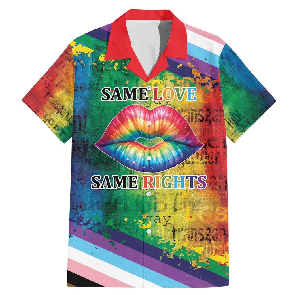 Beautiful Rainbow Lips Kiss Family Matching Mermaid Dress and Hawaiian Shirt LGBTQ Same Love Same Rights