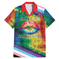 Beautiful Rainbow Lips Kiss Family Matching Mermaid Dress and Hawaiian Shirt LGBTQ Same Love Same Rights