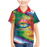 Beautiful Rainbow Lips Kiss Family Matching Mermaid Dress and Hawaiian Shirt LGBTQ Same Love Same Rights