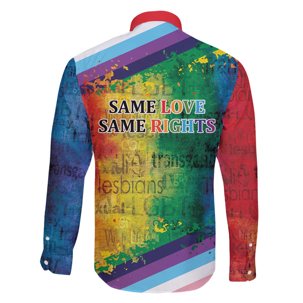 Beautiful Rainbow Lips Kiss Family Matching Off The Shoulder Long Sleeve Dress and Hawaiian Shirt LGBTQ Same Love Same Rights