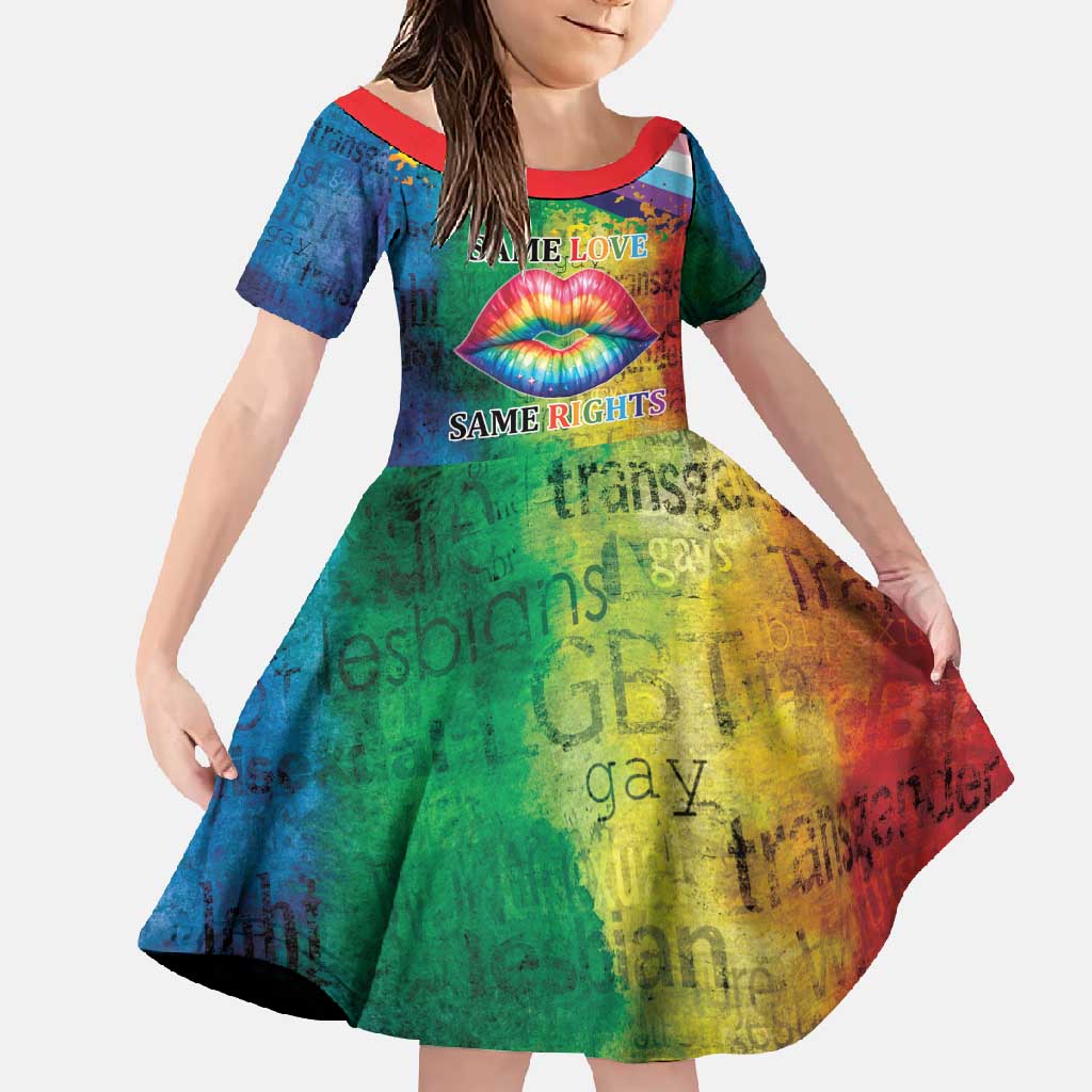 Beautiful Rainbow Lips Kiss Family Matching Off Shoulder Maxi Dress and Hawaiian Shirt LGBTQ Same Love Same Rights LT9 - Wonder Print Shop