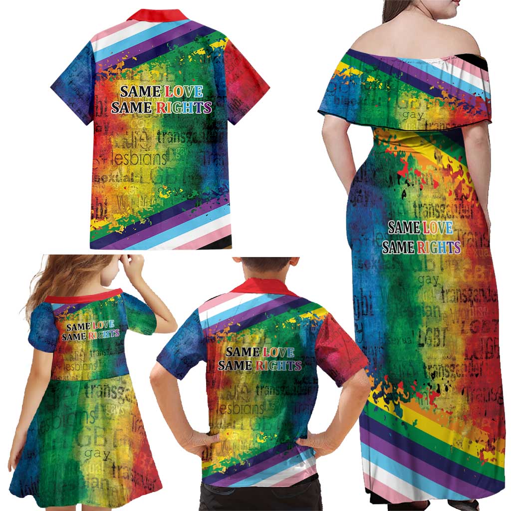Beautiful Rainbow Lips Kiss Family Matching Off Shoulder Maxi Dress and Hawaiian Shirt LGBTQ Same Love Same Rights LT9 - Wonder Print Shop