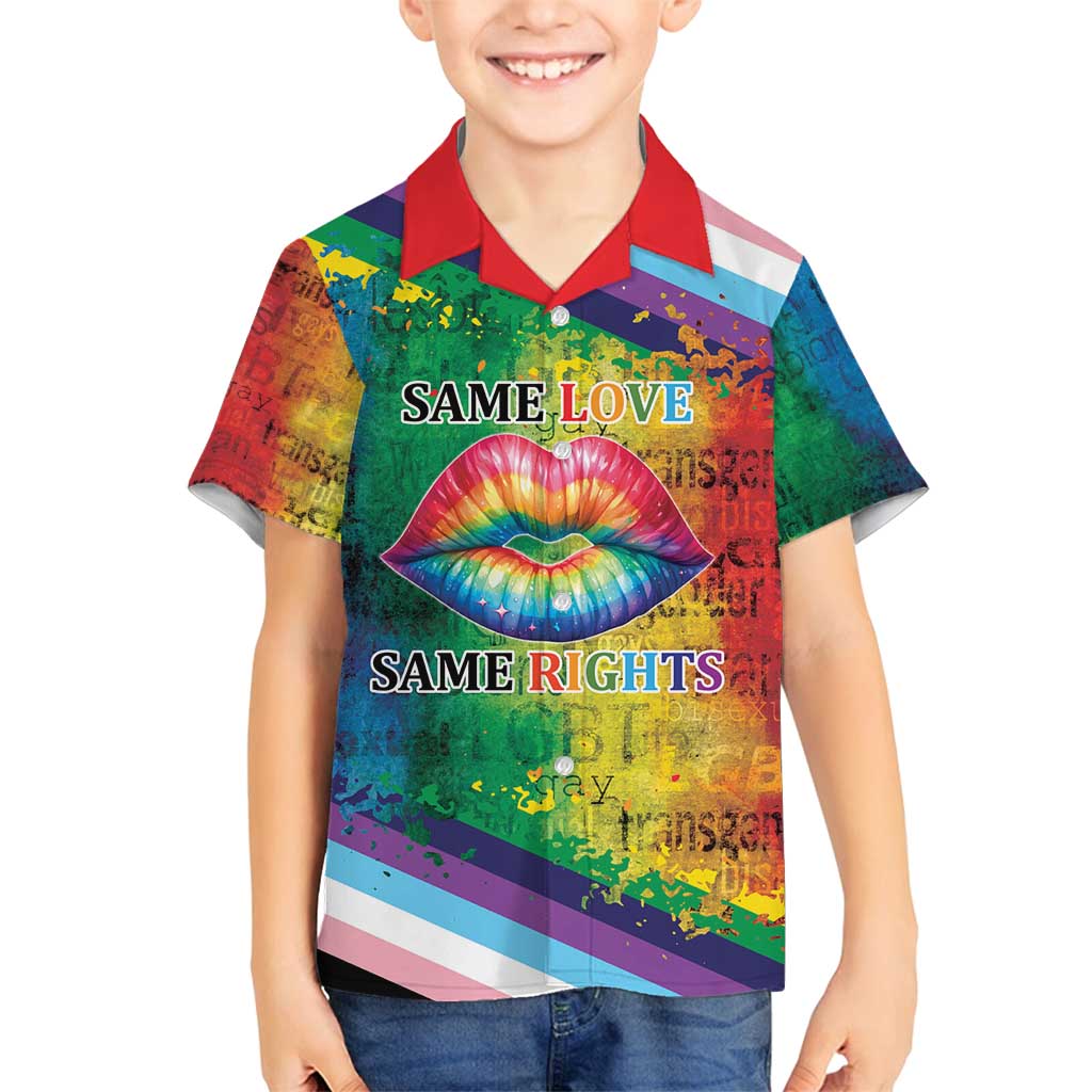 Beautiful Rainbow Lips Kiss Family Matching Off Shoulder Maxi Dress and Hawaiian Shirt LGBTQ Same Love Same Rights LT9 - Wonder Print Shop