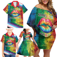 Beautiful Rainbow Lips Kiss Family Matching Off Shoulder Short Dress and Hawaiian Shirt LGBTQ Same Love Same Rights LT9 - Wonder Print Shop