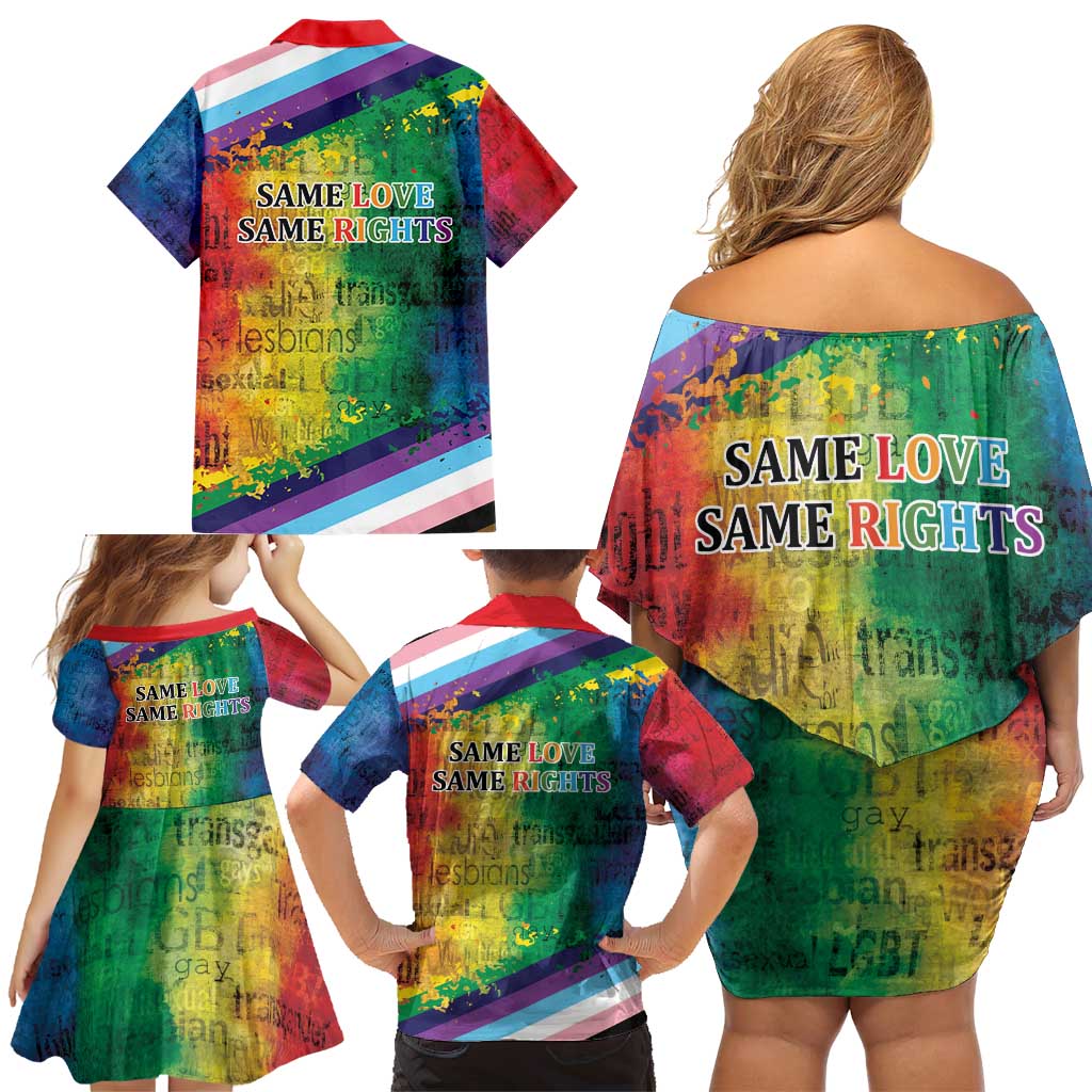 Beautiful Rainbow Lips Kiss Family Matching Off Shoulder Short Dress and Hawaiian Shirt LGBTQ Same Love Same Rights LT9 - Wonder Print Shop