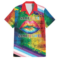 Beautiful Rainbow Lips Kiss Family Matching Short Sleeve Bodycon Dress and Hawaiian Shirt LGBTQ Same Love Same Rights - Wonder Print Shop