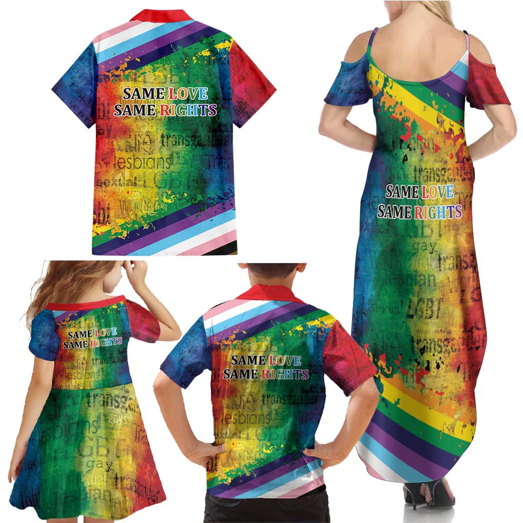 Beautiful Rainbow Lips Kiss Family Matching Summer Maxi Dress and Hawaiian Shirt LGBTQ Same Love Same Rights - Wonder Print Shop