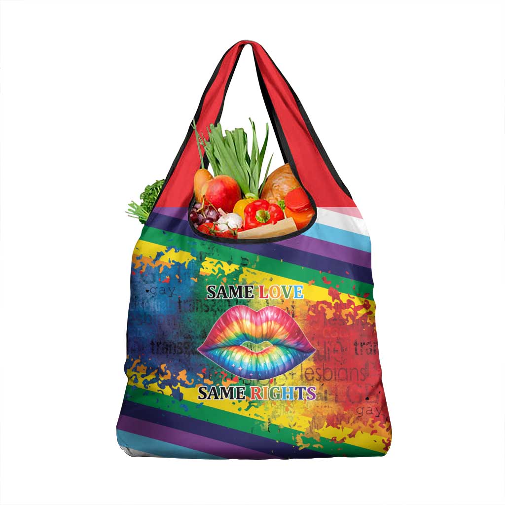 Beautiful Rainbow Lips Kiss Grocery Bag LGBTQ Same Love Same Rights